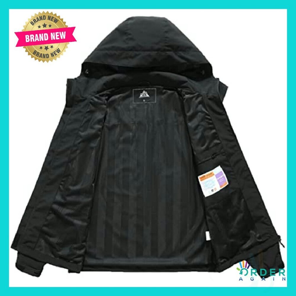 Lightweight Waterproof Rain Jacket Hooded Windbreaker Hiking Outdoor Activewear - Picture 6 of 8